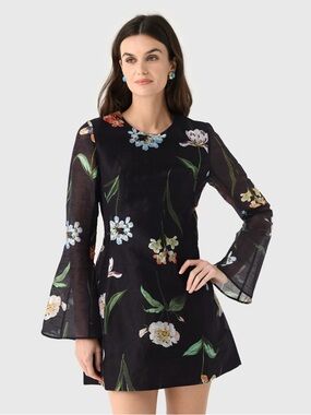 Leo Lin Suzanne Bell Sleeve Mini Dress